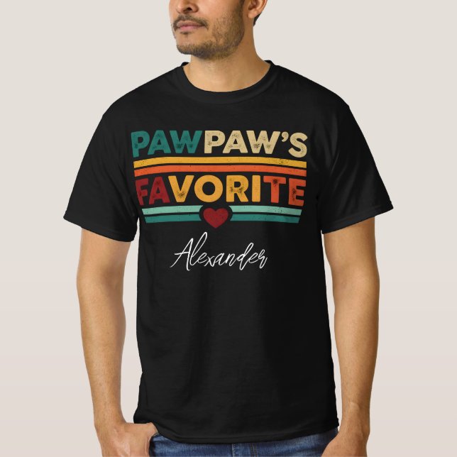 Camiseta Pawpaw's Favorite Retro Simple Modern Script Name (Frente)