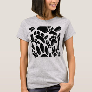 Camiseta Pawprint Abstrato 3D brilhante do Faux