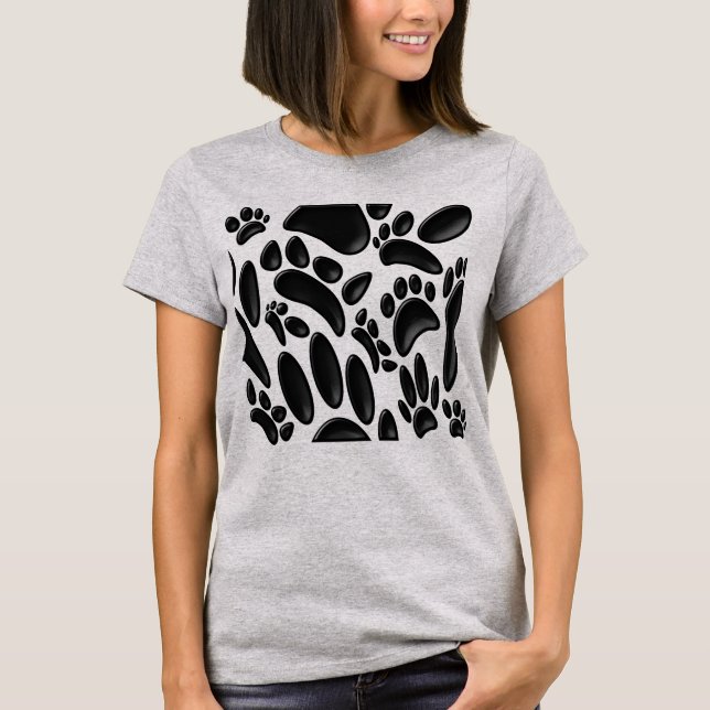 Camiseta Pawprint Abstrato 3D brilhante do Faux (Frente)
