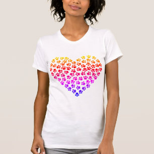 Camiseta Pawprint Rainbow Heart