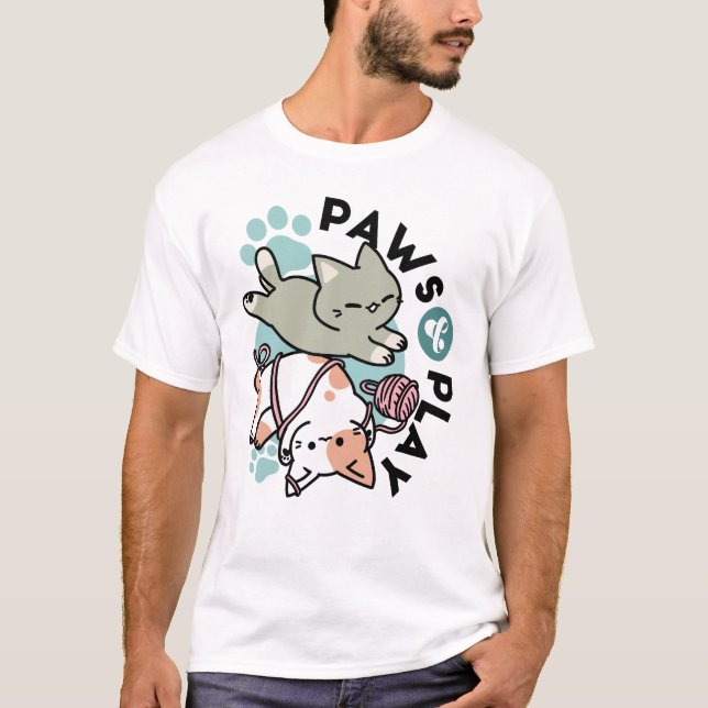 Camiseta Paws and Play – Adorable Cat Illustration (Frente)
