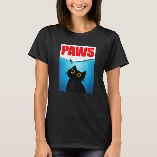 Camiseta Paws Cat and Mouse Cute  Black Cat (Frente)