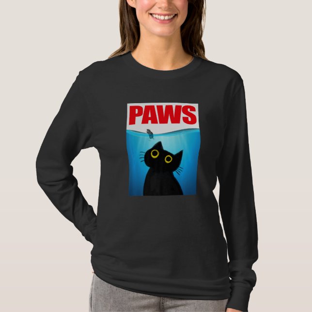 Camiseta Paws Cat and Mouse Cute  Black Cat (Frente)