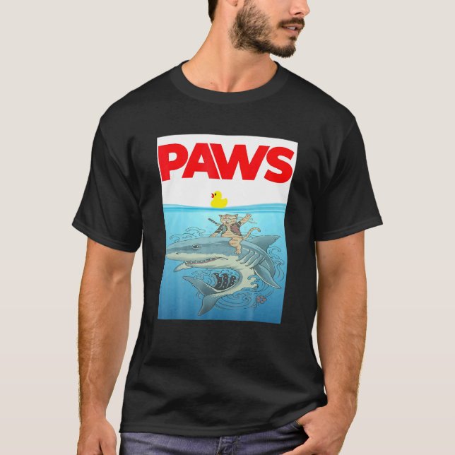 Camiseta PAWS Cat And Yellow Rubber Duck Design (Frente)