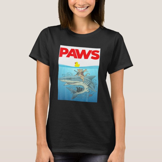 Camiseta PAWS Cat And Yellow Rubber Duck Design (Frente)