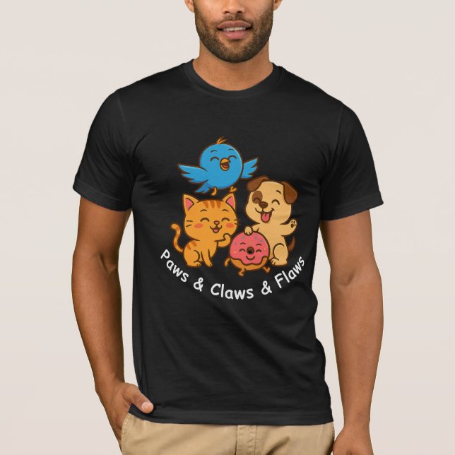 Camiseta Paws & Claws & Flaws – Cute Animal Trio T-Shirt (Frente)