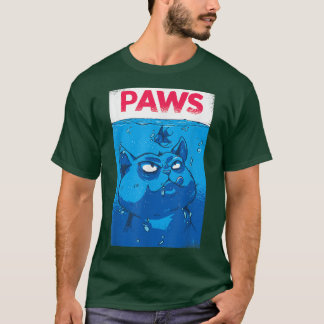 Camiseta PAWS Engraçado Cat Parody Men Mulheres