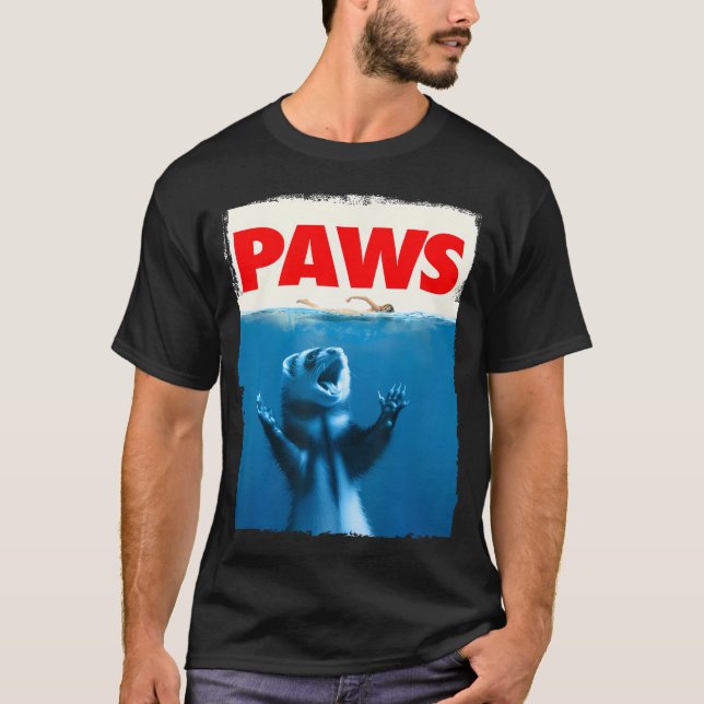 Camiseta Paws Ferret Funny Ferret Dons Para Homens (Frente)