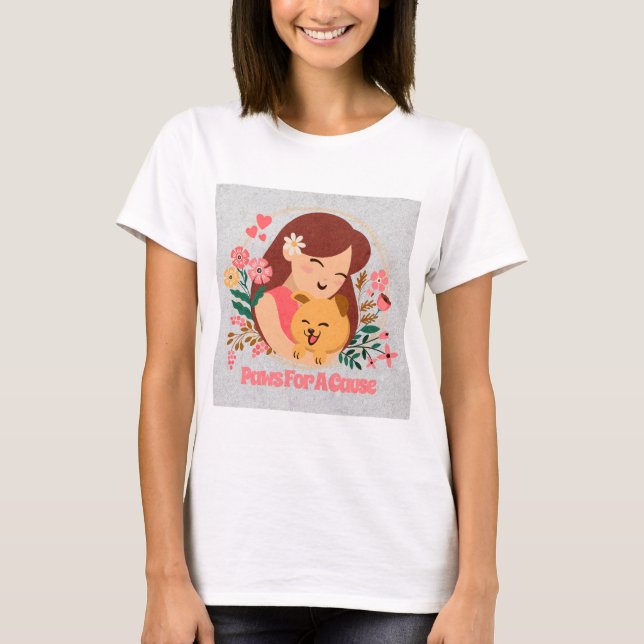 Camiseta Paws For A Cause: conhecimento sobre o Cancer (Frente)