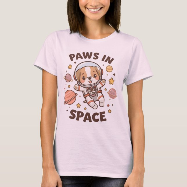 Camiseta Paws in Space Funny Astronaut Cat T-Shirt – Cool  (Frente)