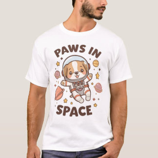 Camiseta Paws in Space Funny Astronaut Cat T-Shirt – Cool