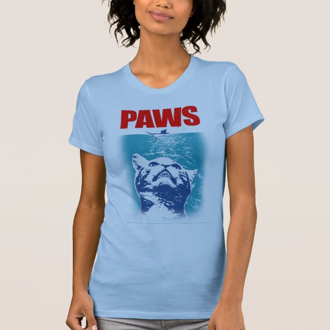 Camiseta PAWS! O gato malvado de baixo (Frente)