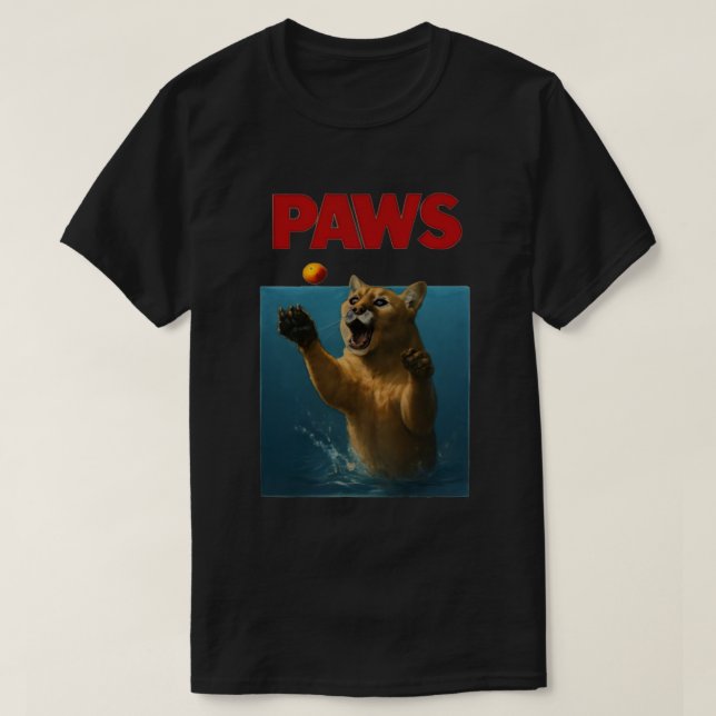 Camiseta Paws Parody Black CougarChasing Cute Scared Mouse  (Frente do Design)
