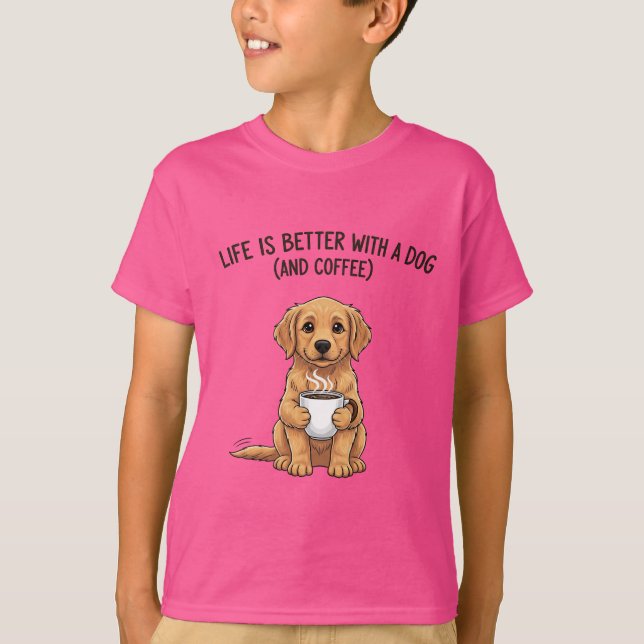 Camiseta Paws & Perks: The Perfect Blend of Dog and Coffee (Frente)