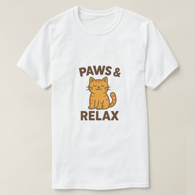 Camiseta Paws & Relax – Funny Cat Meme Graphic (Frente do Design)