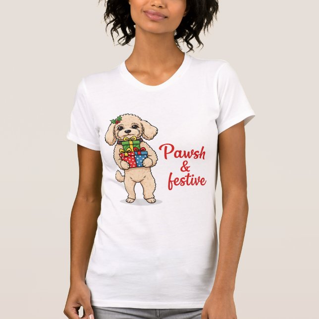 Camiseta Pawsh and Festive Dog Shirt, Fancy Christmas Dog  (Frente)