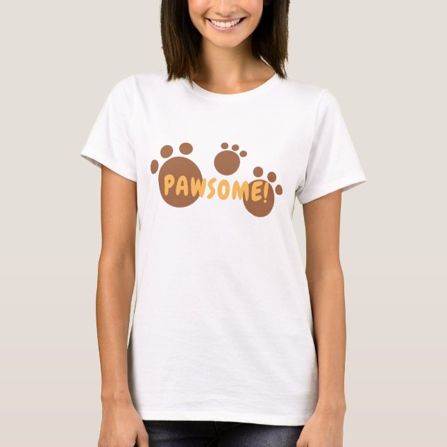 Camiseta pawsome para mulheres amantes de gatos (Frente)