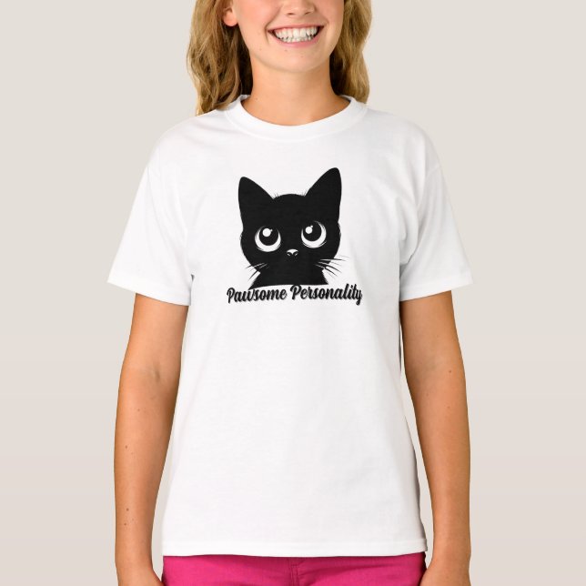 Camiseta Pawsome Personality Cute Cat (Frente)
