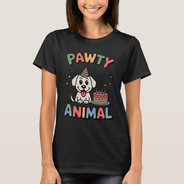 Camiseta Pawty Animal | Funny Dog Birthday Design  (Frente)