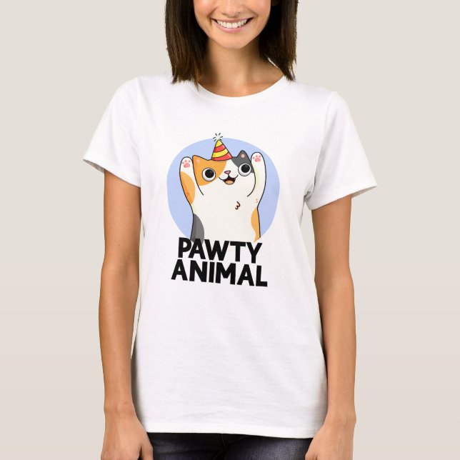 Camiseta Pawy Animal Funny Party Cat Pun (Frente)