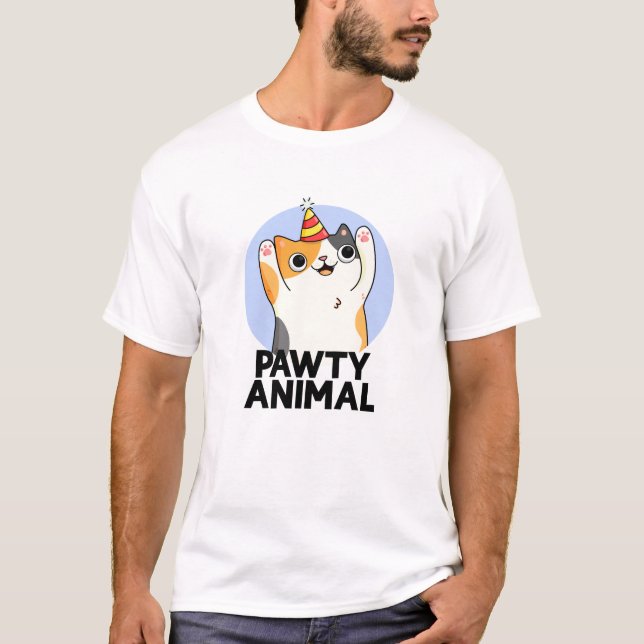 Camiseta Pawy Animal Funny Party Cat Pun (Frente)