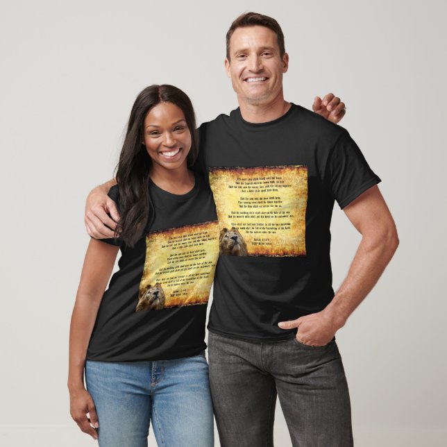 Camiseta Pax Christos, Leão com Isaiah 11:6-9 (Unissex)