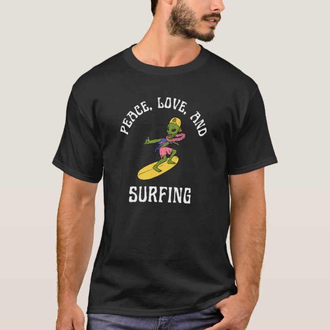 Camiseta Paz, Alienígena De Surfe E Havaí (Frente)