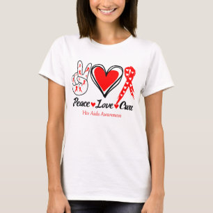 Camiseta Paz Ama Curto Sensibilização para o Vih
