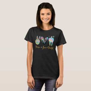 Camiseta Paz Ama Dentista Coração Secundário Coração Coraçã