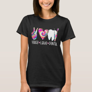 Camiseta Paz Ama Dentista Coração Secundário Coração Coraçã