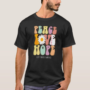 Camiseta Paz Ama Esperança Fibrose Cística Consciência