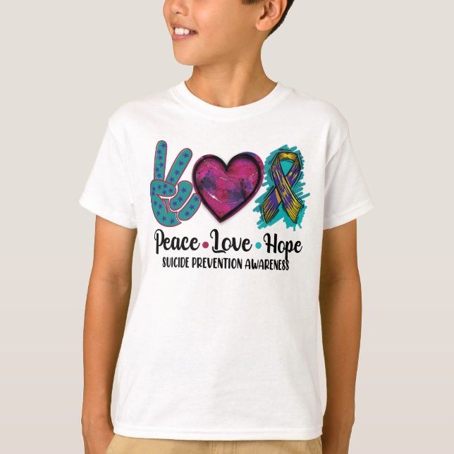 Camiseta Paz Ama Esperança Prevenção Suicídio Consciência (Frente)