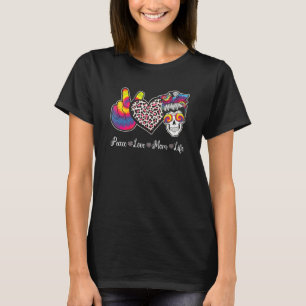 Camiseta Paz Ama Mãe A Vida Caveira Mensagem Bun Hippie Tie