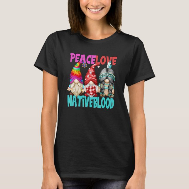 Camiseta Paz Ama Sangue Nativo Para Mulheres Indianas Com F (Frente)