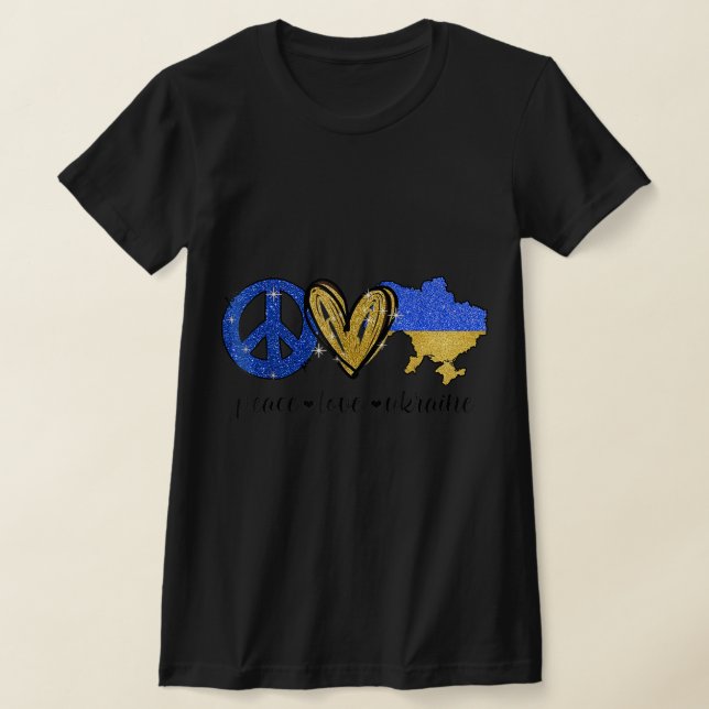 Camiseta Paz Ame Ucrânia Bandeira Ucraniana I Stand Com Ukr (Postura )