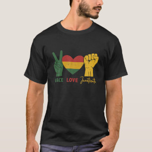 Camiseta Paz Amor 1910 Com Bandeira Africana Heart E