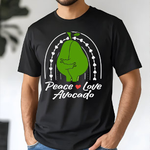 Camiseta Paz Amor Abacate Divertido Retro Amante do Abacate