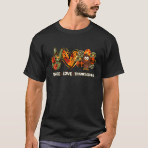 Camiseta Paz amor Ação de Graças Gobble Turquia Ação de Gra