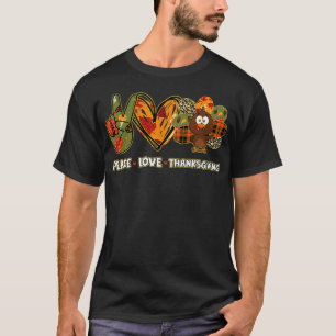 Camiseta Paz amor Ação de Graças Turquia Crianças de Ação d