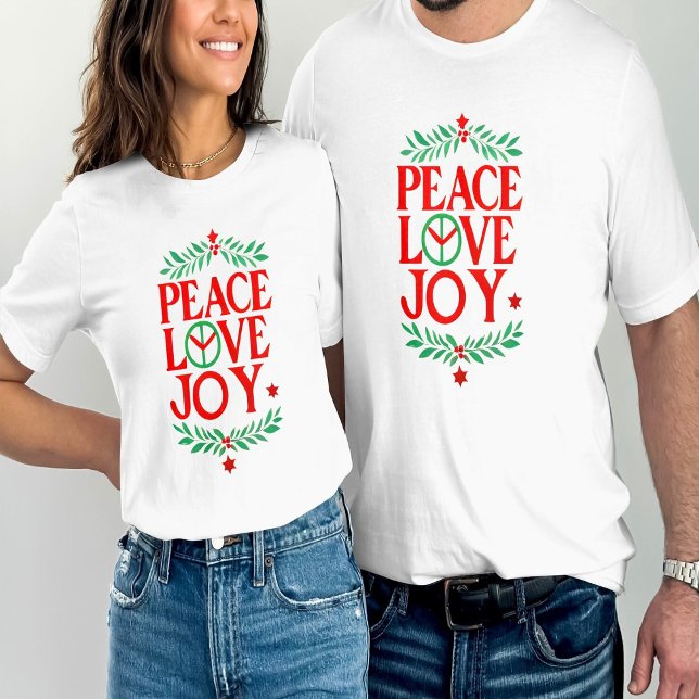 Camiseta Paz Amor Alegria Férias Festivas de Natal (Criador carregado)