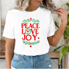 Camiseta Paz Amor Alegria Férias Festivas de Natal