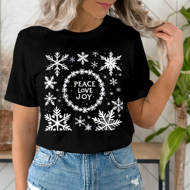 Camiseta Paz Amor Alegria Natal Festivo (Criador carregado)