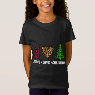 Camiseta Paz Amor Árvore de Natal Buffalo Xadrez Leopardo F