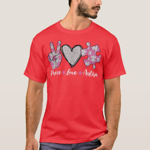 Camiseta Paz Amor Autismo Autismo Consciência Mês Quebra-ca