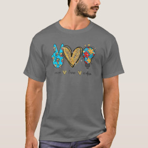 Camiseta Paz Amor Autismo Legal Consciência ASD Hippie Men