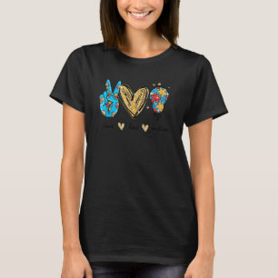 Camiseta Paz Amor Autismo Puzzle Lâmpada Autismo Conscienti