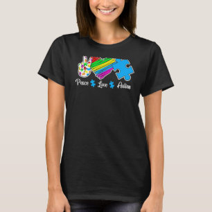 Camiseta Paz Amor Autismo Sensibilização bondade Autismo Ri