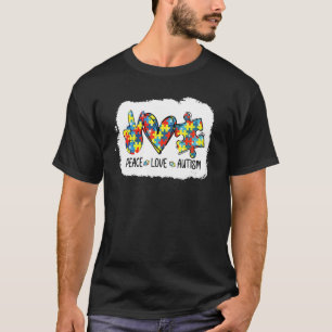 Camiseta Paz Amor Autismo Sensibilização Quebra-cabeça bond