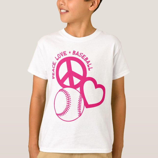 Camiseta Paz-Amor-Basebol, melão (Frente)