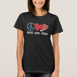 Camiseta Paz Amor Bife Bruto Comida Carne Biológica